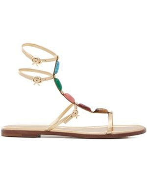 Gianvito Rossi Shanti Embellished Flat Sandals - Metallic