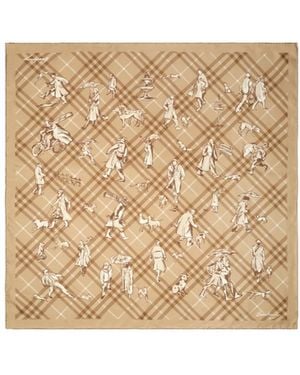 Burberry Check Mates Silk Scarf - Natural