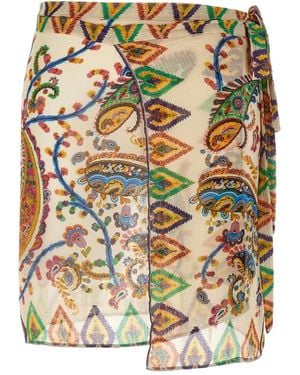 Etro Paisley Print Midi Skirt - Metallic
