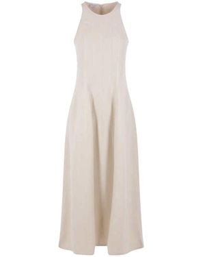 Brunello Cucinelli Twill Sleeveless Midi Dress - White