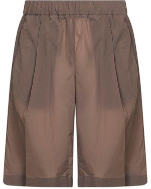 Herno Pleated Elastic-Waist Shorts - Brown