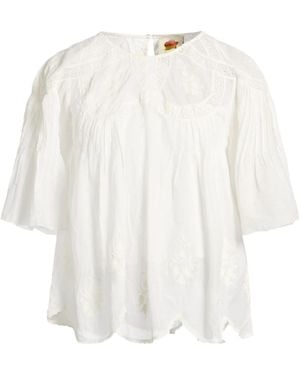FARM Rio Solid-Color Lace Short Sleeves - White