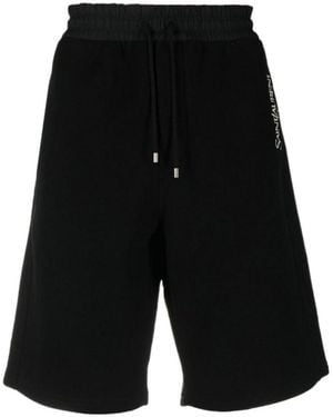 Saint Laurent Logo Embroidered Drawstring Shorts - Black