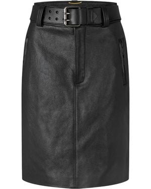 Saint Laurent Solid Color Midi Skirt - Black