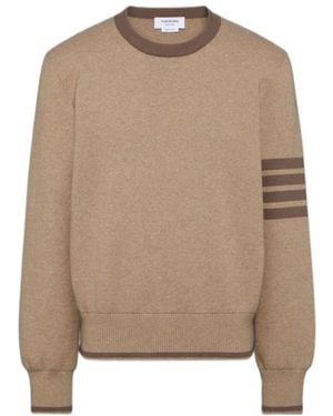 Thom Browne 4-Bar Stripe Detailed Knitted Jumper - Brown