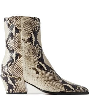 Paris Texas Snakeeffect Squaretoe Blockheel Ankle Boots - Natural