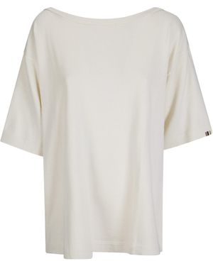Extreme Cashmere Collum Boat-Neck Knitted Top - White