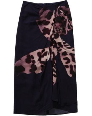 Dries Van Noten Draped Flared Skirt - Blue
