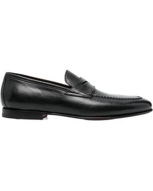 Santoni Penny Leather Loafers - Black