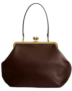 COACH Large Kisslock Frame Bag - Brown