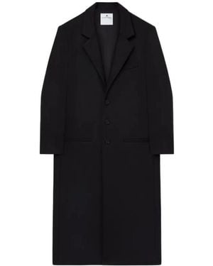 Courreges Tailored Long Wool Blend Coat - Black