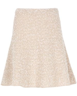 Fabiana Filippi Tweed Flared Knit Skirt - Natural