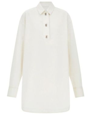 Ferragamo Cotton And Silk Shirt Dress - White