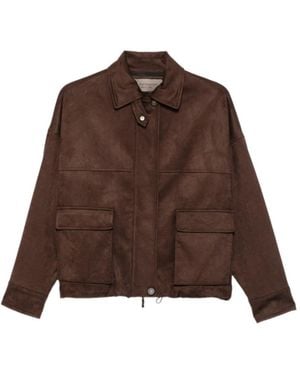 D.exterior Flap Pocket Bomber Jacket - Brown