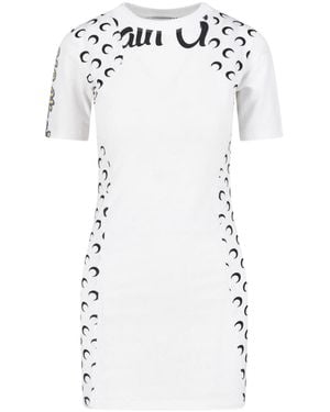 Marine Serre Graphic Printed Mini Dress - White