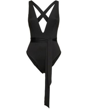 Max Mara Cristel Jersey V Neck One Piece Swimsuit - Black