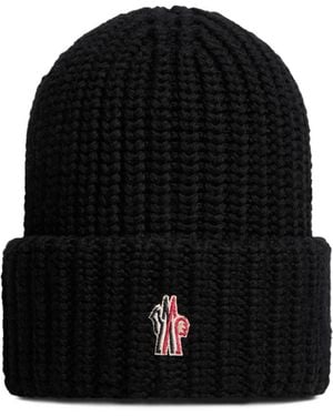 Moncler Grenoble Logo Embroidered Beanie - Black