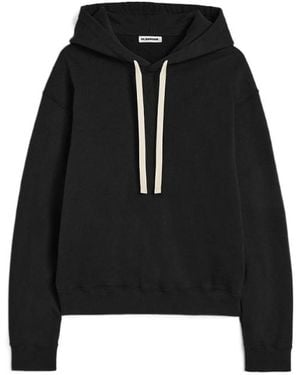 Jil Sander Cotton Terry Hooded Sweatshirt - Black