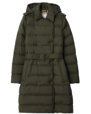 Burberry Hooded Double-Breasted Puffer Coat - Green
