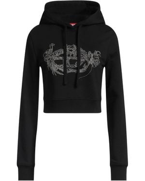 DIESEL Solid Colour Hooded Sweatshirt - Black
