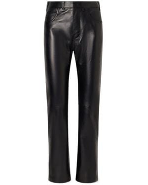 Tom Ford Leather Straight-Leg Trousers - Black
