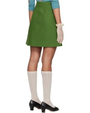 Valentino Button Embellished A-Line Skirt - Green