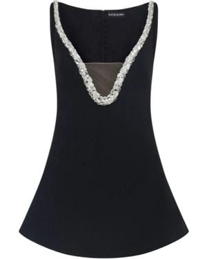 David Koma Mirror And Crystal A-Line Dress - Black