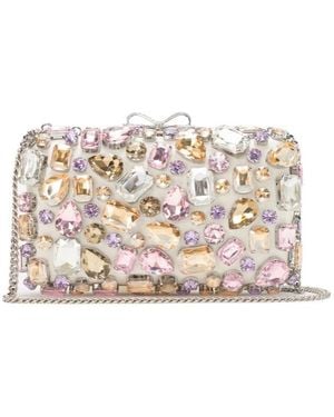 Self-Portrait Embellished Clutch Bag - Natural