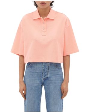 Bottega Veneta Cropped Cotton Piquet Polo - Blue