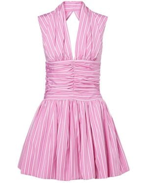 Patou Bloomer Striped Cotton Minidress - Pink