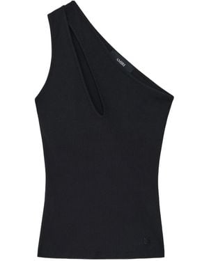 Amiri One-Shoulder Keyhole Top - Black