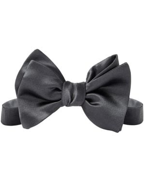 Brunello Cucinelli Silk-Cotton Blend Bow Tie - Black