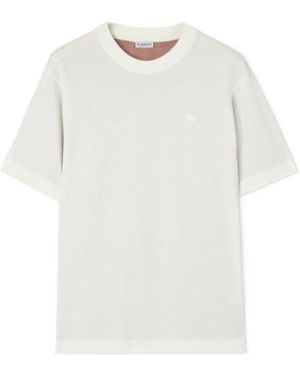 Burberry Check Cotton T-Shirt - White