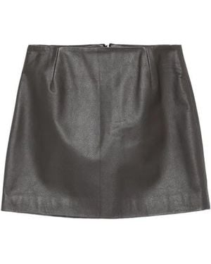Blazé Milano Leather Mini Skirt - Gray