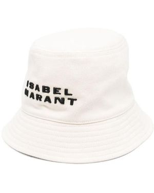 Isabel Marant Logo Embroidered Bucket Hat - White