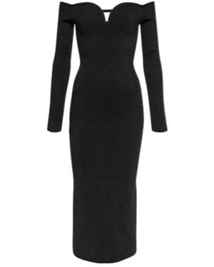 Galvan London Grace Off-Shoulder Midi Dress - Black