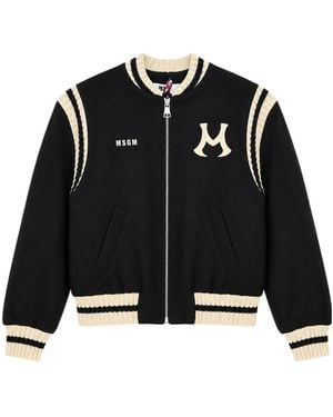MSGM Logo-Detailed Bomber Jacket - Black