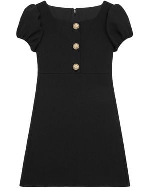 Celine Mini Dress With Jeweled Buttons - Black