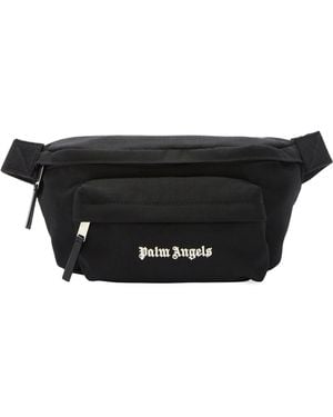 Palm Angels Cordura Logo-Printed Zipped Belt Bag - Black