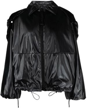 Emporio Armani Boxy Faux-Leather Jacket - Black