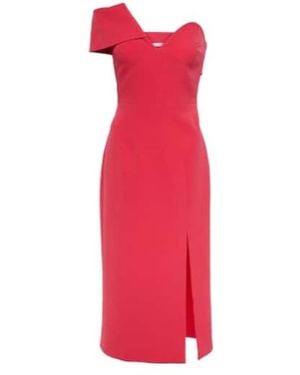Safiyaa Opal Off-Shoulder Crepe Midi Dress - Red