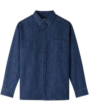 A.P.C. Regular Fit Buttoned Shirt - Blue