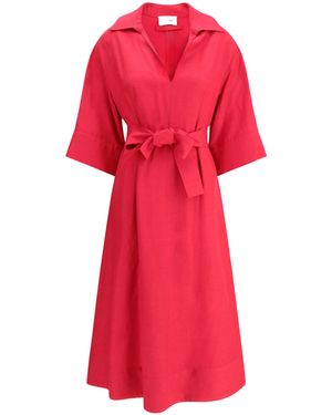P.A.R.O.S.H. V-Neckline Midi Dress - Red