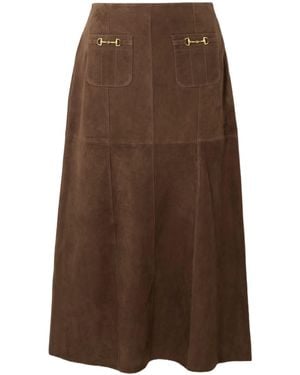 RIXO London Trim-Trimmed Midi Skirt - Brown