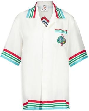 CASABLANCA Casa Way World Series Short Sleeved Satin Shirt - White