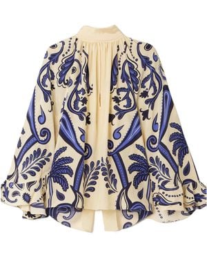 Johanna Ortiz Silk Crepe De Chine Blouse - Blue