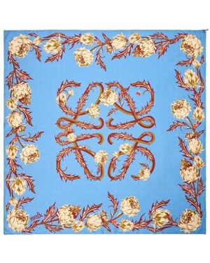 Loewe Printed Silk Scarf - Blue