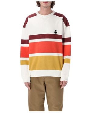 Isabel Marant Logo Printed Striped Sweatshirt - Red