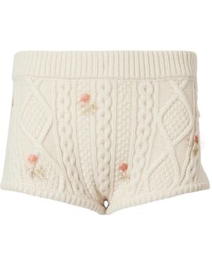 Magda Butrym Floral Cable-Knit Shorts - Natural