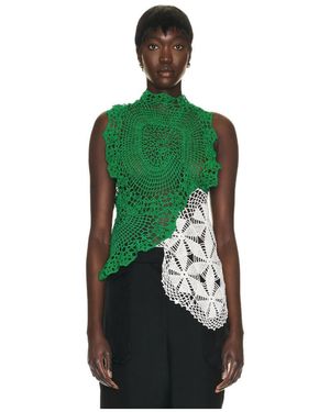 The Row Christa Crochet Asymmetric Top - Green